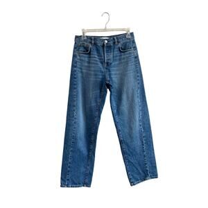 Madewell Pieced Barrel Leg Jeans Button Fly Cropped Denim 26 Petite 26P